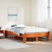 vidaXL Sängram utan madrass vaxbrun 135x190 cm massiv furu