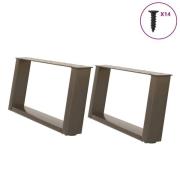 vidaXL Soffbordsben U-formade 2 st naturstål 60x(30-31) cm stål