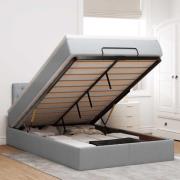 vidaXL Ottoman säng med madrass ljusgrå 120x200 cm tyg