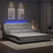 vidaXL Bed Frame with LED without Mattress "Hvar" White and Black 180x...