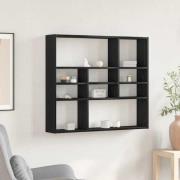 vidaXL Vägghylla svart ek 90x16x78 cm konstruerat trä