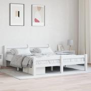 vidaXL Sängram utan madrass vit massiv furu 160x200 cm