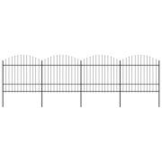 vidaXL Trädgårdsstaket med spjuttopp stål (1,5-1,75)x6,8 m svart