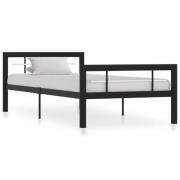 vidaXL Sängram utan madrass svart & vit metall 90x200 cm