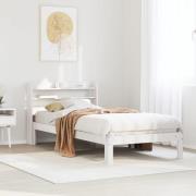 vidaXL Sängram med huvudgavel utan madrass vit 90x200 cm