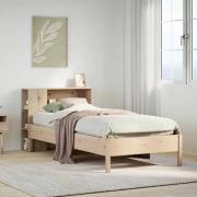 vidaXL Säng med bokhylla utan madrass 90x200cm massiv furu