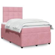 vidaXL Ramsäng med madrass rosa 120x200 cm sammet