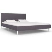 vidaXL Sängram utan madrass grått tyg 135x190 cm
