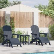 vidaXL 3 Delars Trädgårdsloungeset Marinblå HDPE, vidaXL Adirondack st...