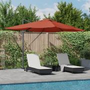 vidaXL Cantilever Roma Parasol med LED-lampor Terracotta 352x251x265 c...