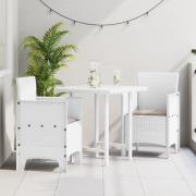 vidaXL Trädgårdsstolar med Kuddar 2 st Vit Poly Rattan