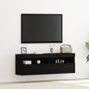 vidaXL TV-väggskåp med LED-lampor 2 st svart ek 60x30x40 cm