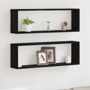 vidaXL Väggskåp - Set om 2, Svart Ek, 80x15x26 cm, Tillverkad av konst...