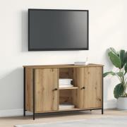 vidaXL TV-bänk svart ek 101x35x65 cm konstruerat trä och stål