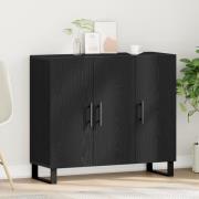 vidaXL Sideboard 3 dörrar svart ek 90x34x80 cm konstruerat trä