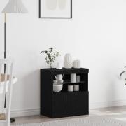 vidaXL Sideboard med LED-lampor svart ek 60x37x67 cm