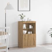 vidaXL Sideboard med LED-lampor artisan ek 60x37x100 cm