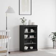 vidaXL Sideboard med LED-lampor svart ek 60,5x37x100 cm