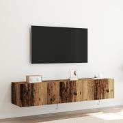 vidaXL TV-väggskåp med LED-lampor 2 st återvunnet trä 80x35x31 cm