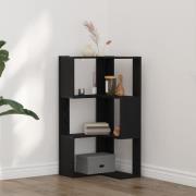 vidaXL Hörnbokhylla 3 hyllplan svart ek 50x50x102 cm konstruerat trä