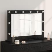 vidaXL Spegel med LED-ljus Svart Ek 80x55x18 cm
