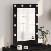 vidaXL Sminkspegel med LED-lampor Svart Ek 70x50x18 cm