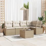 vidaXL 6-delat Trädgårdsoffsset med Kuddar Brunt Poly Rattan, vidaXL 2...
