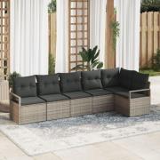vidaXL 6-delars trädgårdsoffasett med kuddar Grå Poly Rattan, vidaXL 2...