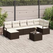 vidaXL 7 Delars Trädgårdsoffaset med Kuddar Grå Poly Rattan, vidaXL 2-...