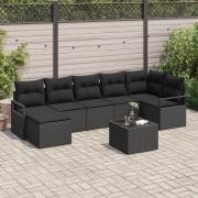vidaXL 8-delad trädgårdsoffasett med kuddar beige poly rattan, vidaXL ...