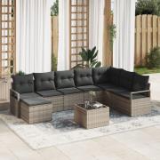 vidaXL 8-delars trädgårdssoffset med kuddar svart poly rattan, vidaXL ...