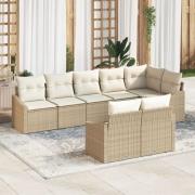 vidaXL 8-delars trädgårdsoff-set med kuddar Beige Poly Rattan