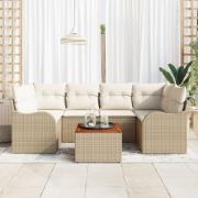 vidaXL 7-delars trädgårdsofaset med kuddar beige polyrotting akacia, v...