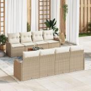 vidaXL 9-delat trädgårdsoffset med kuddar beige poly rattan akacia, vi...