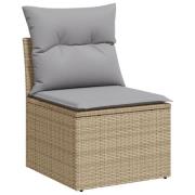 vidaXL 10-delad trädgårdsoffaset med kuddar beige poly rotting akacia
