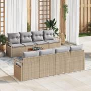 vidaXL 9-delat Trädgårdsoffset med kuddar i beige poly-rattan, vidaXL ...