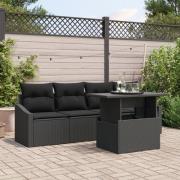 vidaXL 5-delad trädgårdsofa-set med kuddar svart polyrotting