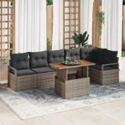 vidaXL 7-delat trädgårdssoffset med dynor grå poly rattan, vidaXL 2-si...