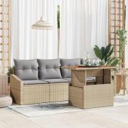 vidaXL 5-delat Trädgårdsmöbelset med Kuddar Beige Polyrotting Akacia