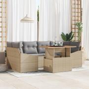 vidaXL 7-delade trädgårdsdining set med kuddar Beige polyrotting akaci...