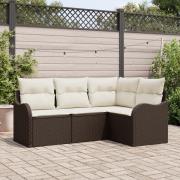 vidaXL 4 Delars Trädgårdsoffaset med Kuddar Brun Poly Rattan, vidaXL 2...