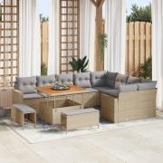 vidaXL 12 Delars Trädgårdsoffasätt med Kuddar Beige Poly Rattan Akacia...