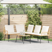 vidaXL Bistro-set med dynor 2 delar natur konstrotting