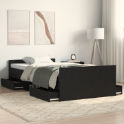 vidaXL sängram utan madrass Svart ek 100x200 cm konstruerat trä