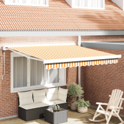 vidaXL Automatisk utdragbar markis gul och vit 300x250 cm