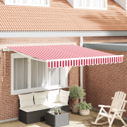 vidaXL Automatisk Utdragbar Markis Röd och Vit 300x250 cm