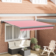 vidaXL Automatisk Utdragbar Markis Röd och Vit Rand 300x250 cm