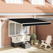 vidaXL Manuell Utdragbar Markis med LED Svart 300x250 cm