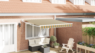 vidaXL Automatisk Utdragbar Markis Grön och Gul 300x250 cm