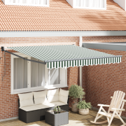 vidaXL Automatisk Utdragbar Markis Grön och Vit 300x250 cm